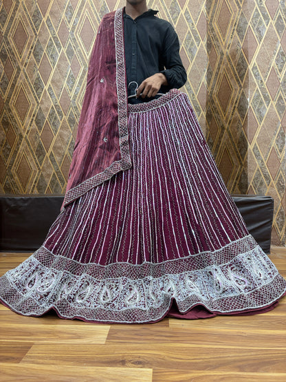 Something different wine purple violet Lehenga