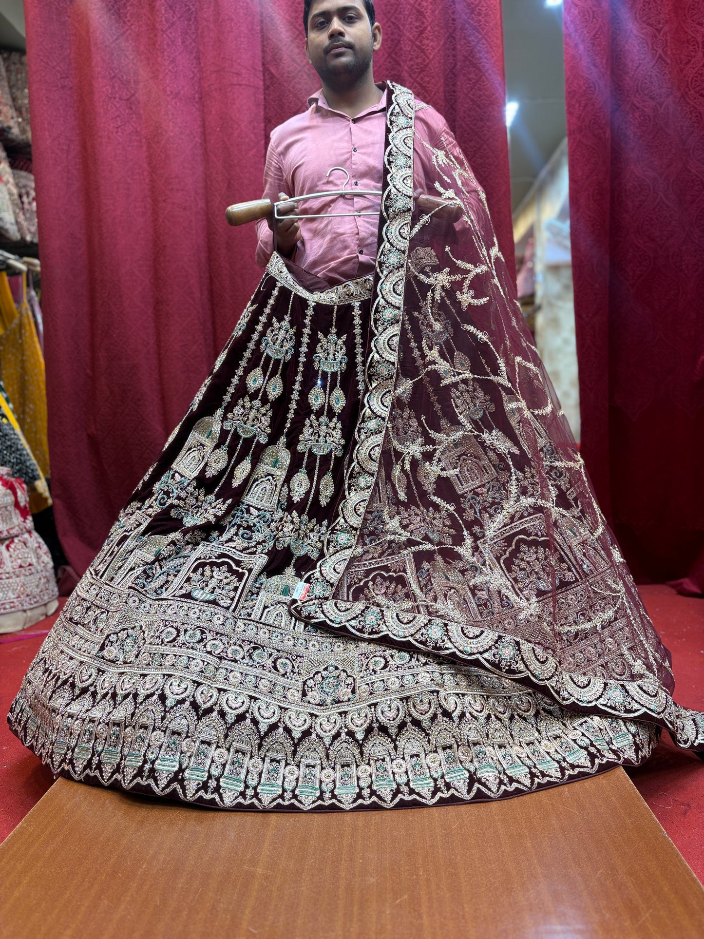 Beautiful maroon bridal Lehenga