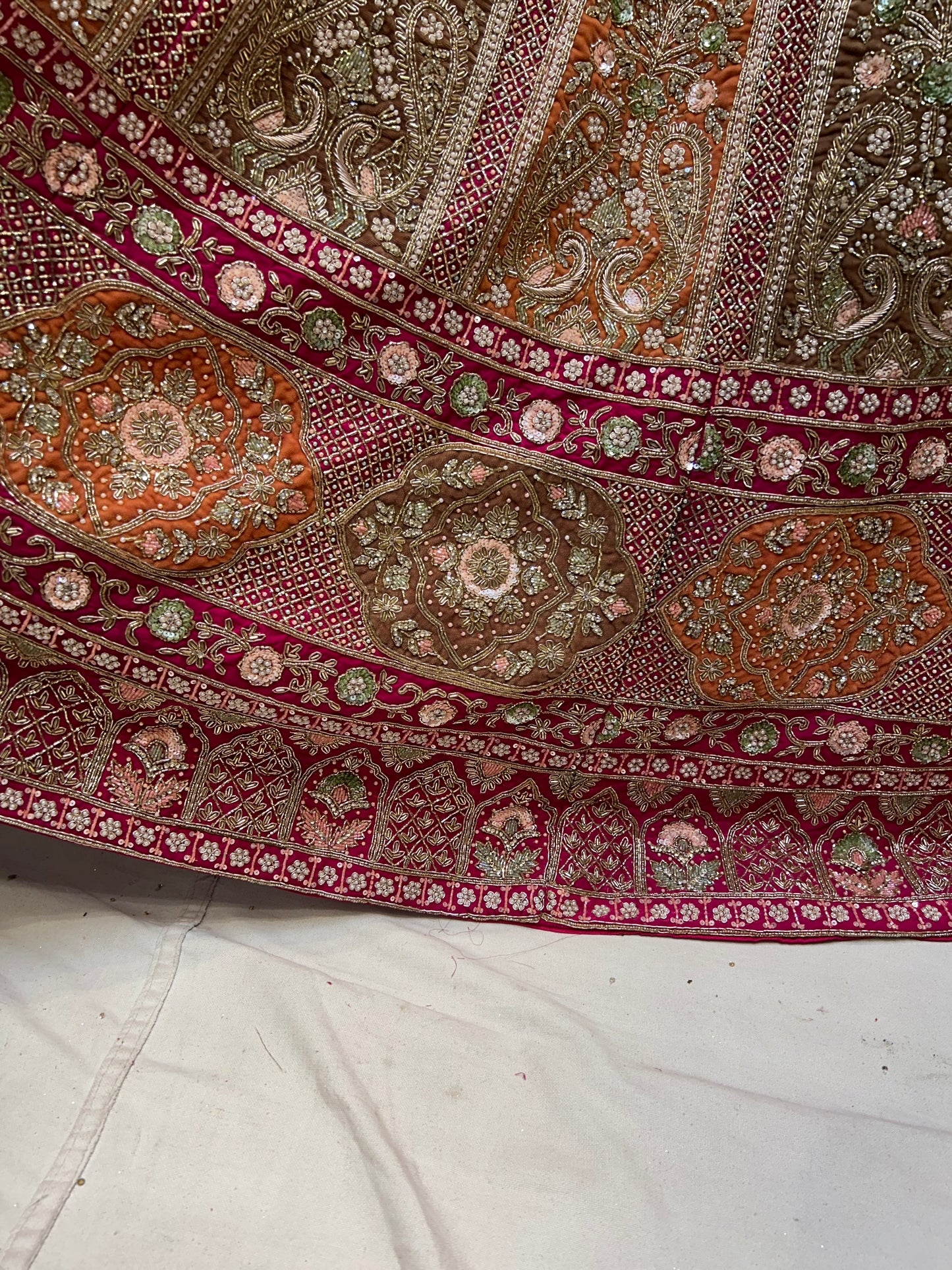 Dark pink handwork bridal Lehenga