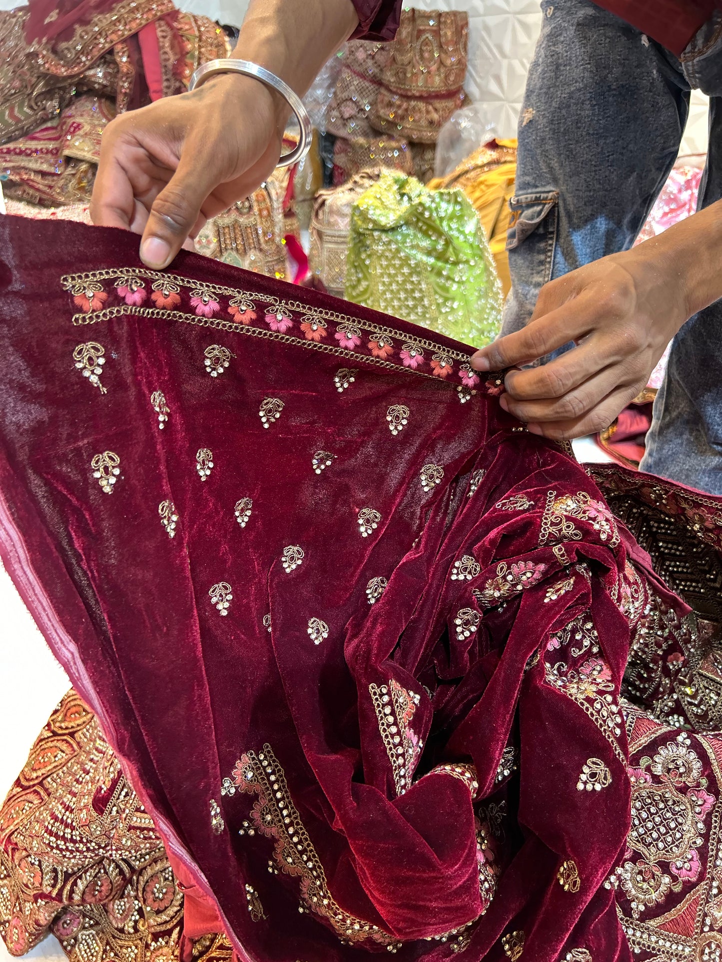 Glamorous maroon bridal Lehenga