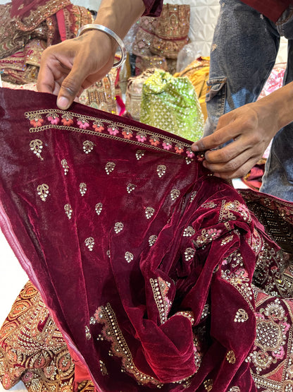 Glamorous maroon bridal Lehenga