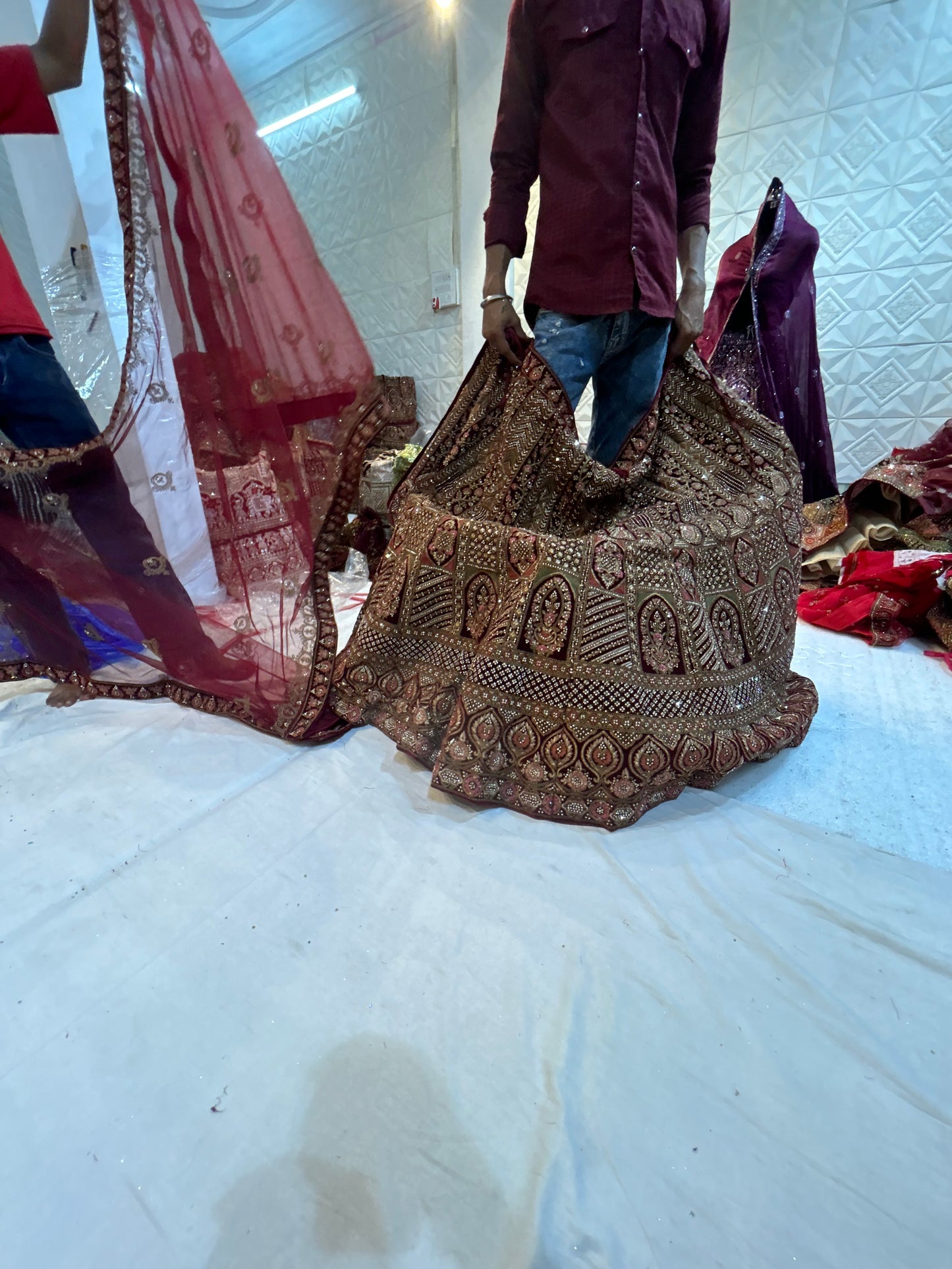 Glamorous maroon bridal Lehenga