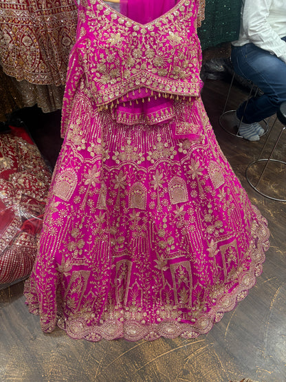 12 kali Light work Elegant hot pink crop top Lehenga