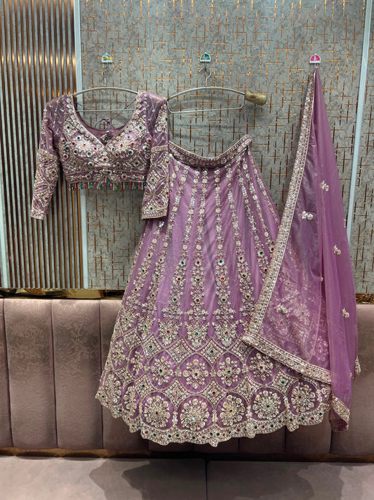 Pink Crop top Lehenga