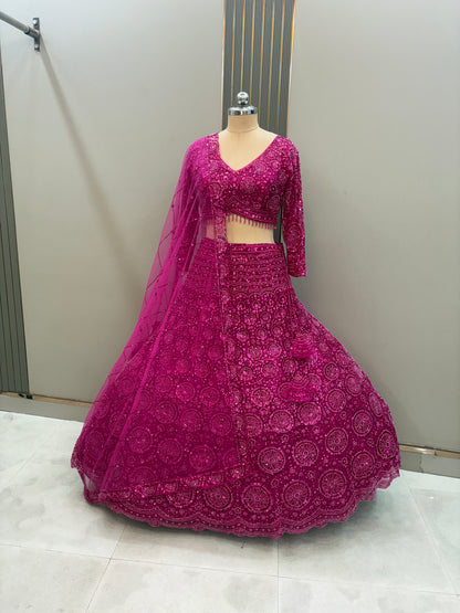Gorgeous Cherry red on red Monotone Crop top Lehenga