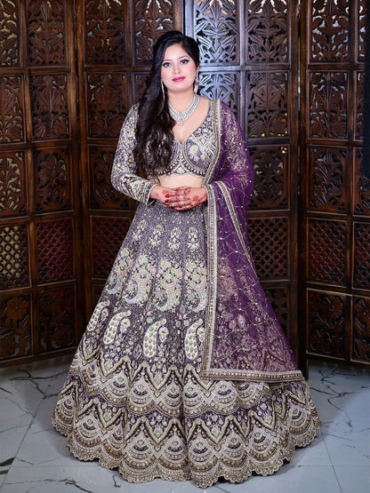 Lovely purple peacock Crop top Lehenga
