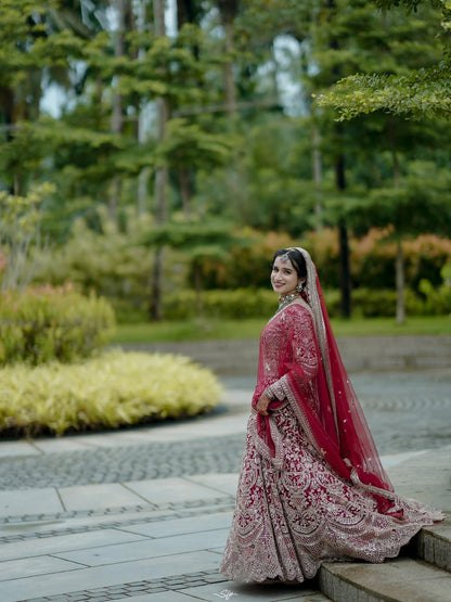 Fantastic Maroon red crop top Lehenga Happy Customer
