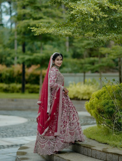 Fantastic Maroon red crop top Lehenga Happy Customer