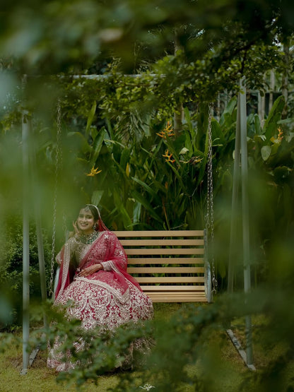 Fantastic Maroon red crop top Lehenga Happy Customer