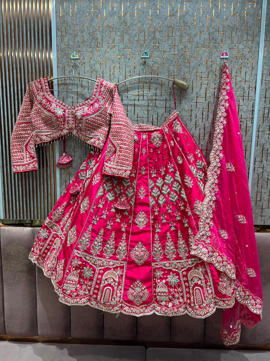 Hot Pink Crop Top Lehenga