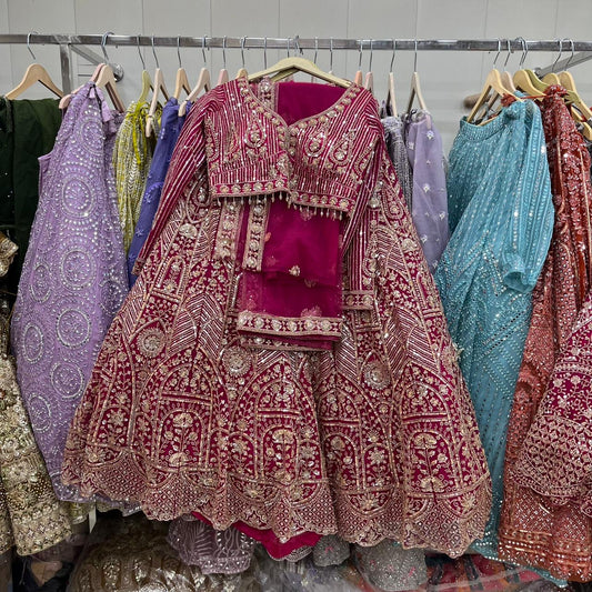 Hot Pink Crop Top Lehenga