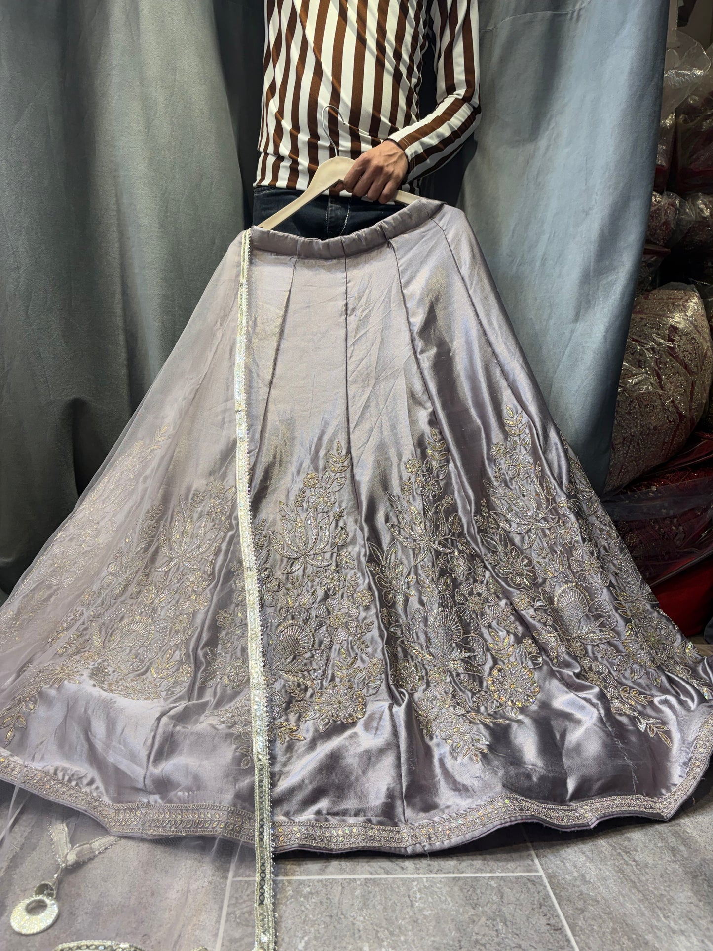 Charming grey Crop Top Lehenga