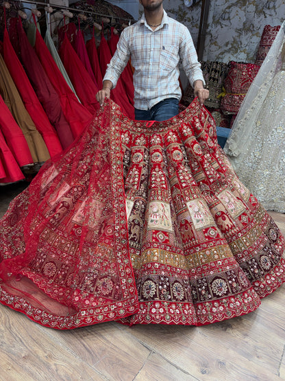 Maroon dark red Ball Bridal Lehenga - Shopping World