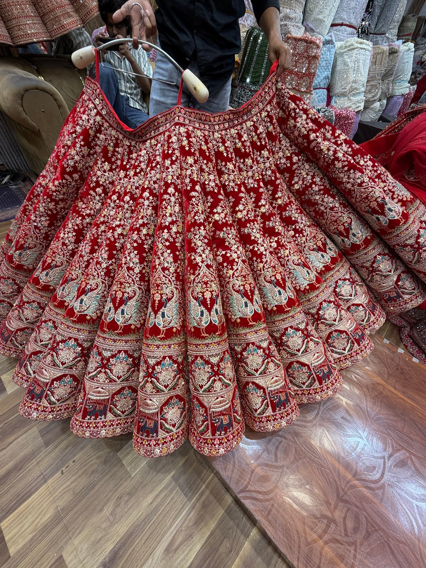 Red peacock Ball Bridal Lehenga