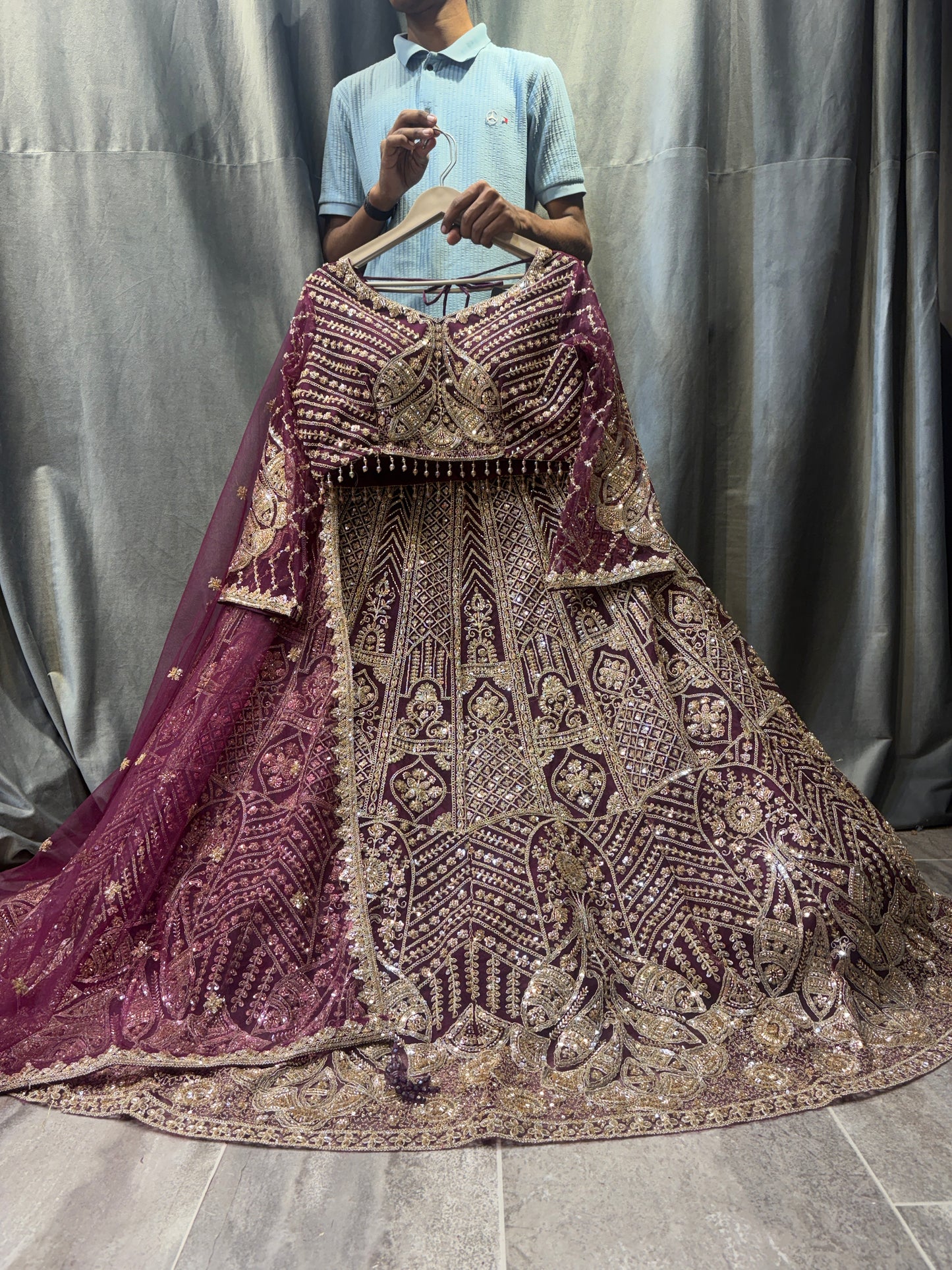 Glamorous Hot pink Crop Top Lehenga