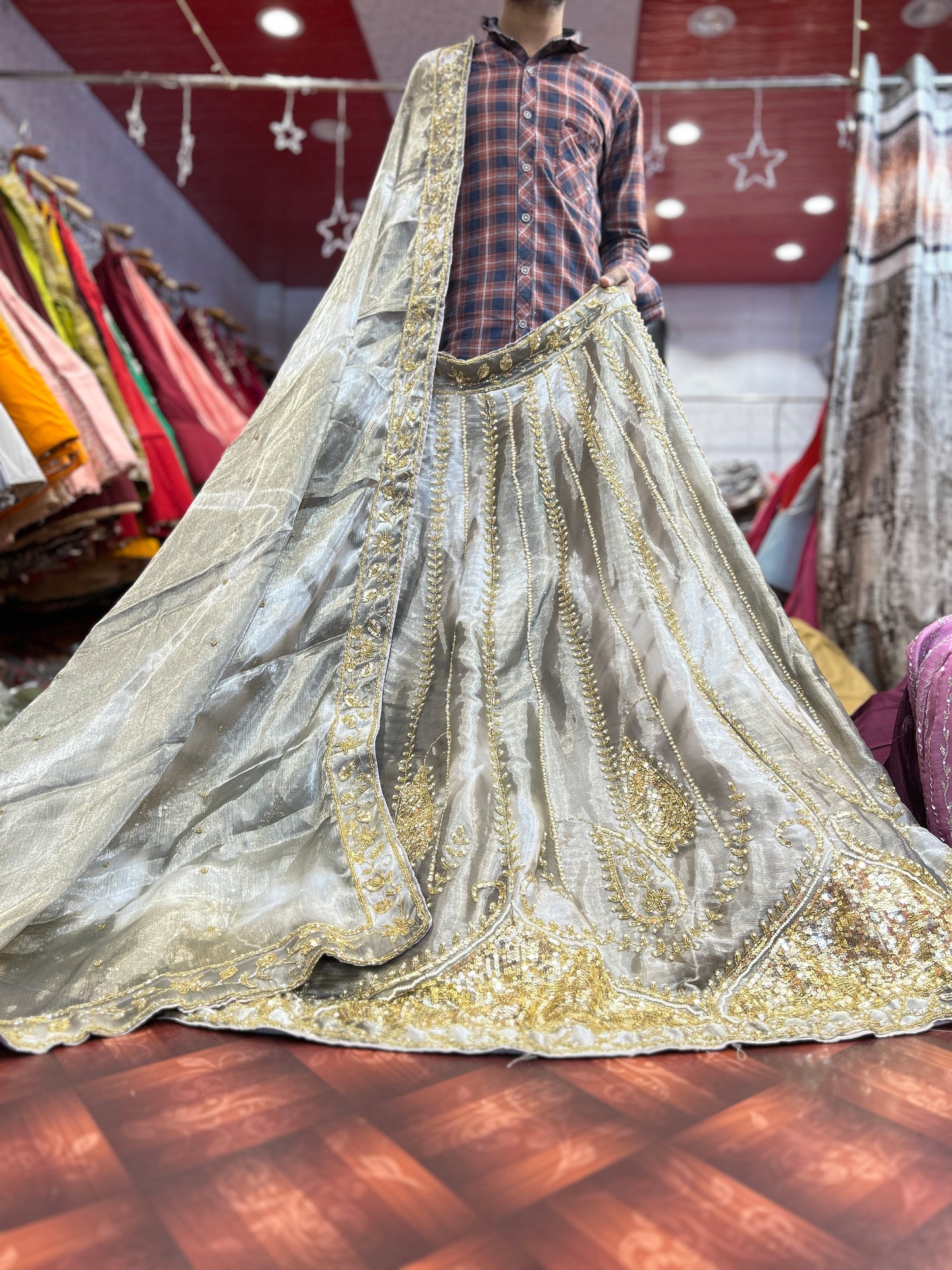 Gorgeous light golden handmade lehenga