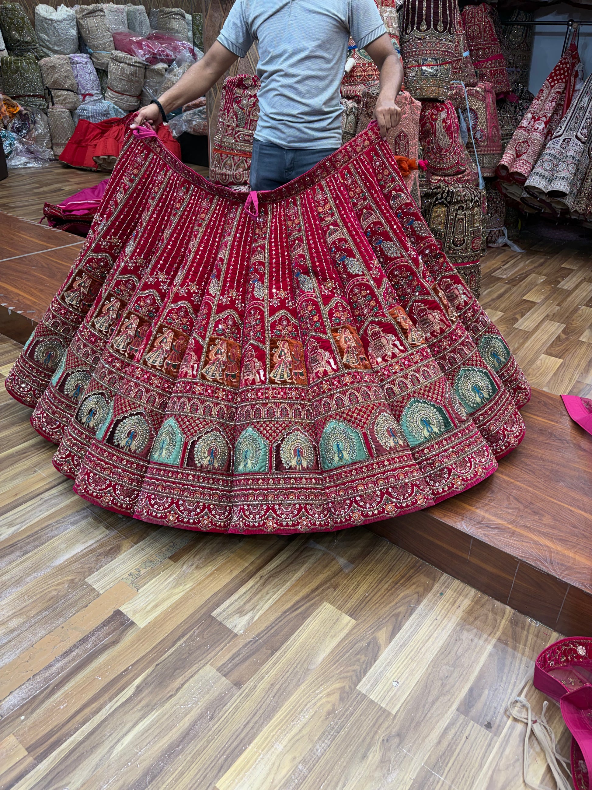 Rani Pink Peacock Ball Bridal Lehenga - Shopping World
