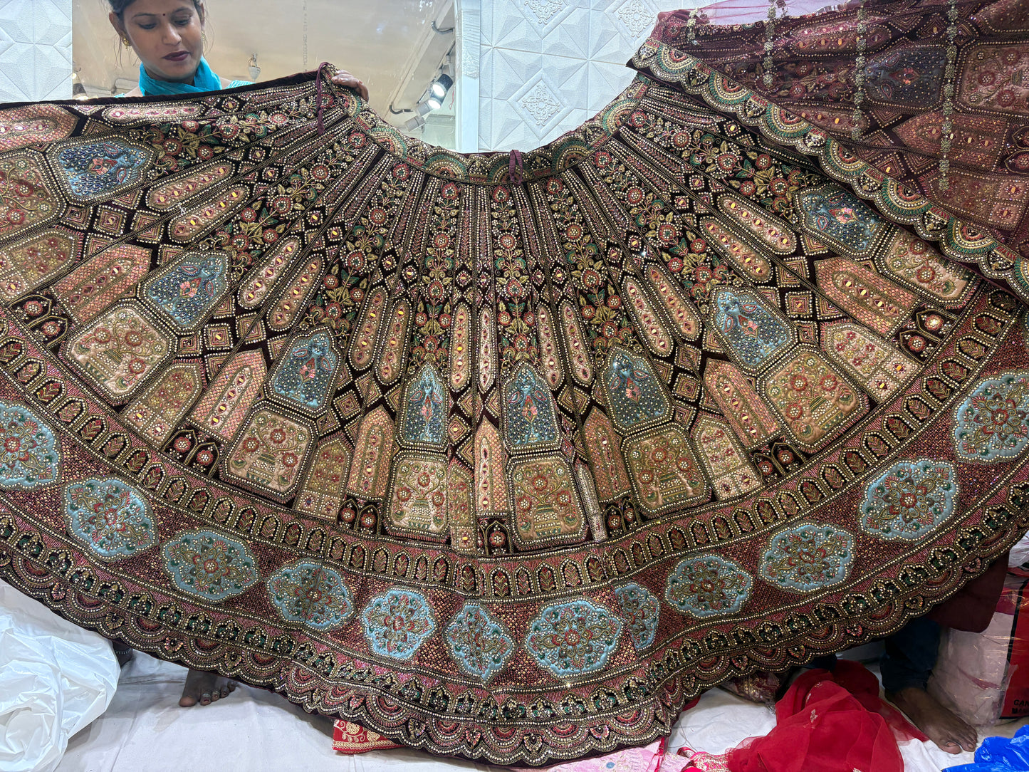 Royal maroon bridal Lehenga happy customer