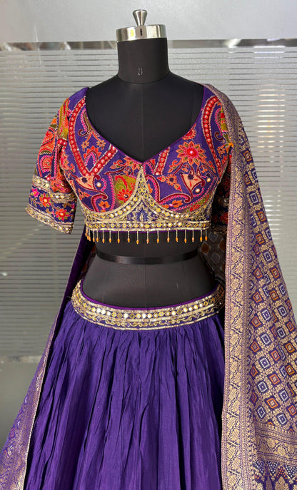 Purple Hot Pink Crop Top Lehenga