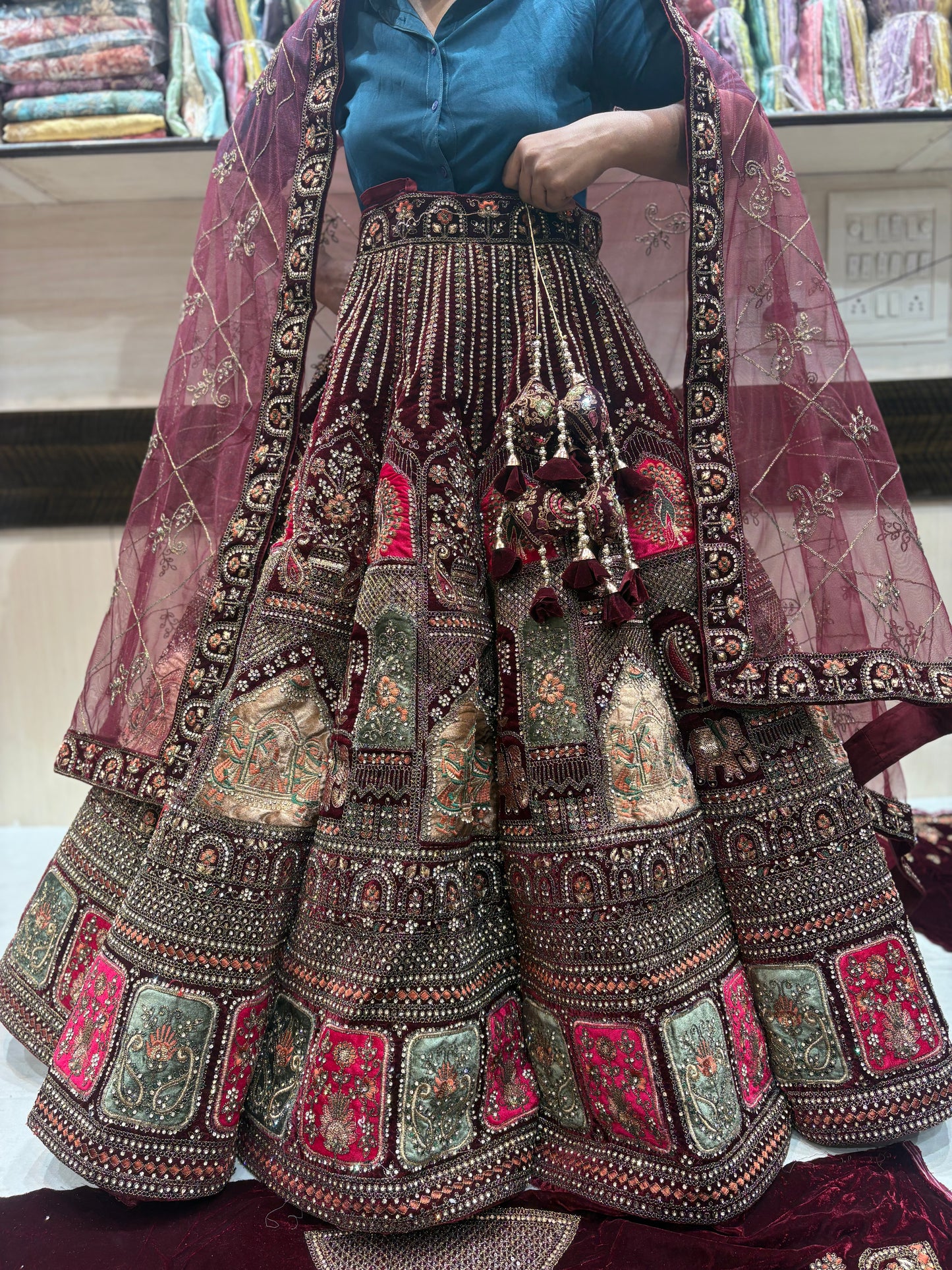 Beautiful Maroon Doli Barat Ball bridal Lehenga