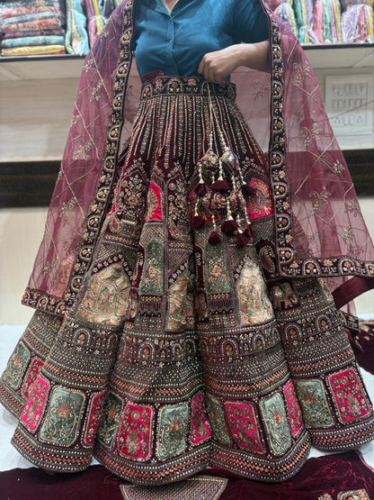 Beautiful Maroon Doli Barat Ball bridal Lehenga