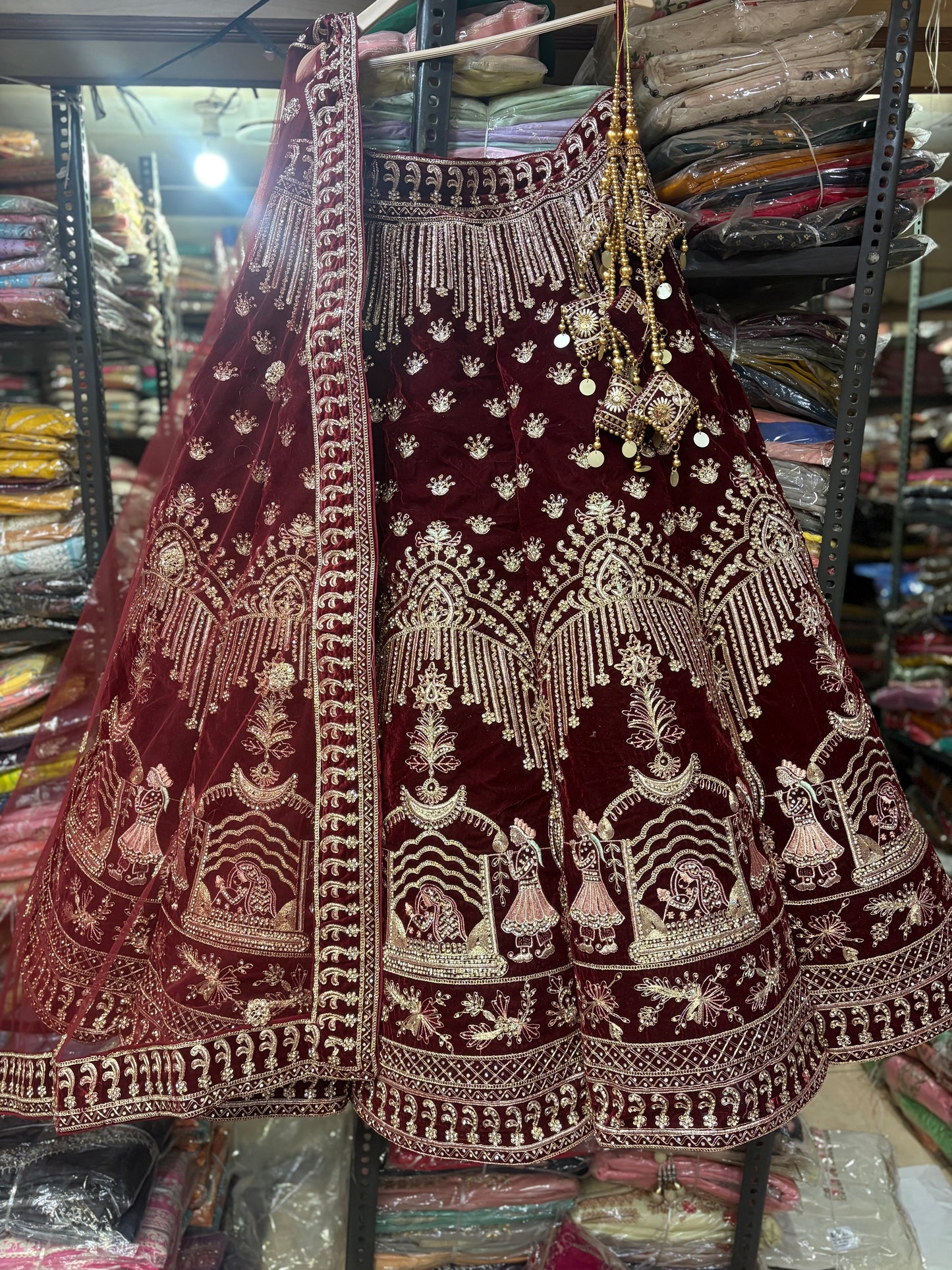 Lovely Maroon Doli Barat Ball bridal Lehenga