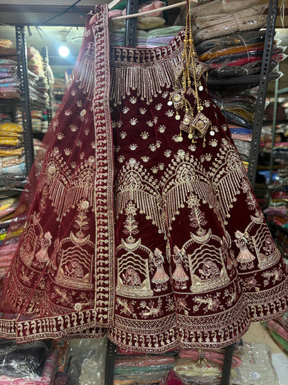 Lovely Maroon Doli Barat Ball bridal Lehenga