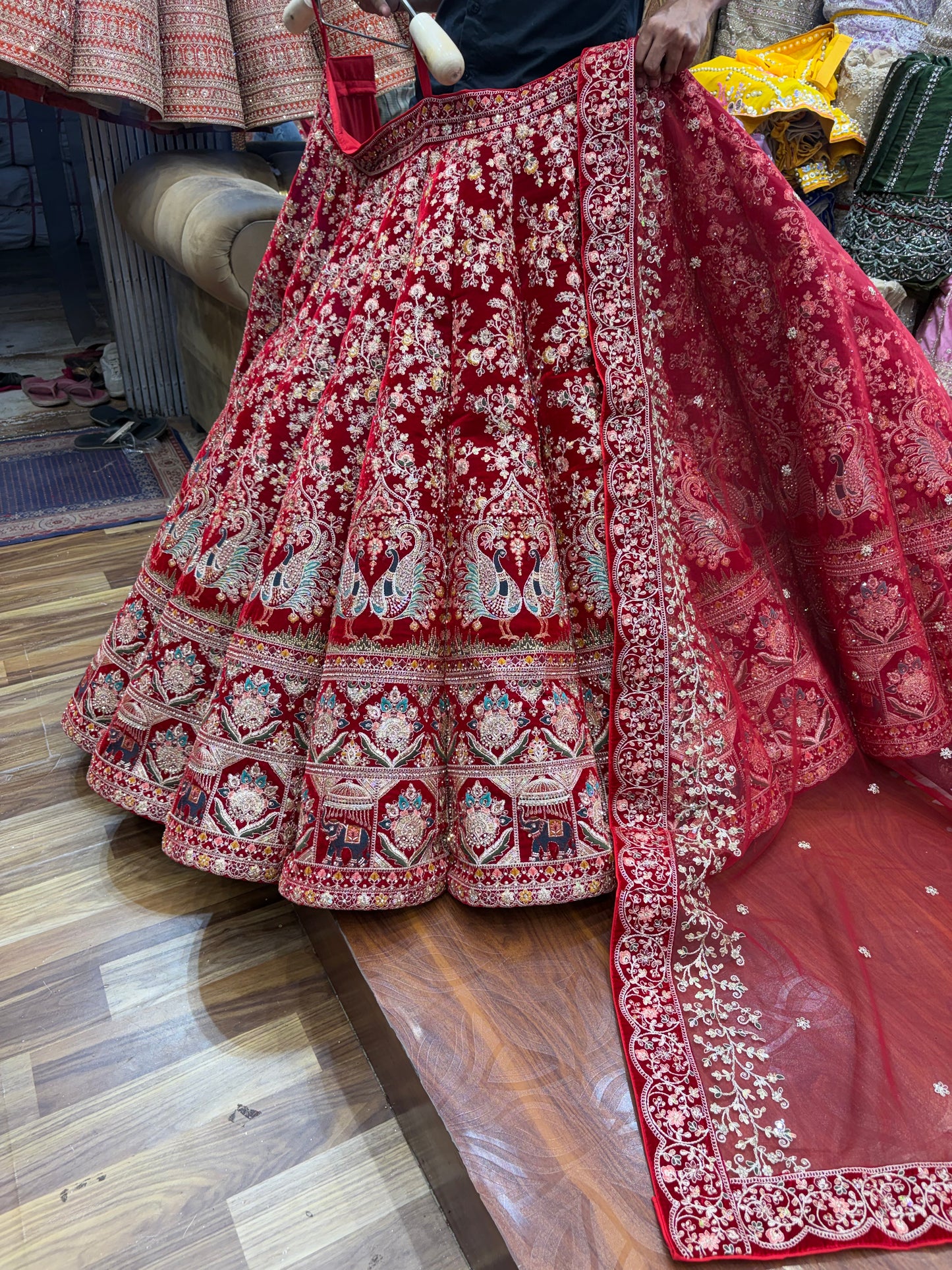 Red peacock Ball Bridal Lehenga