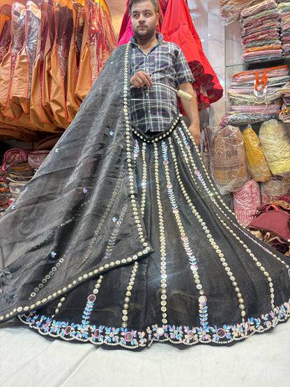 Something different black mirror work Lehenga