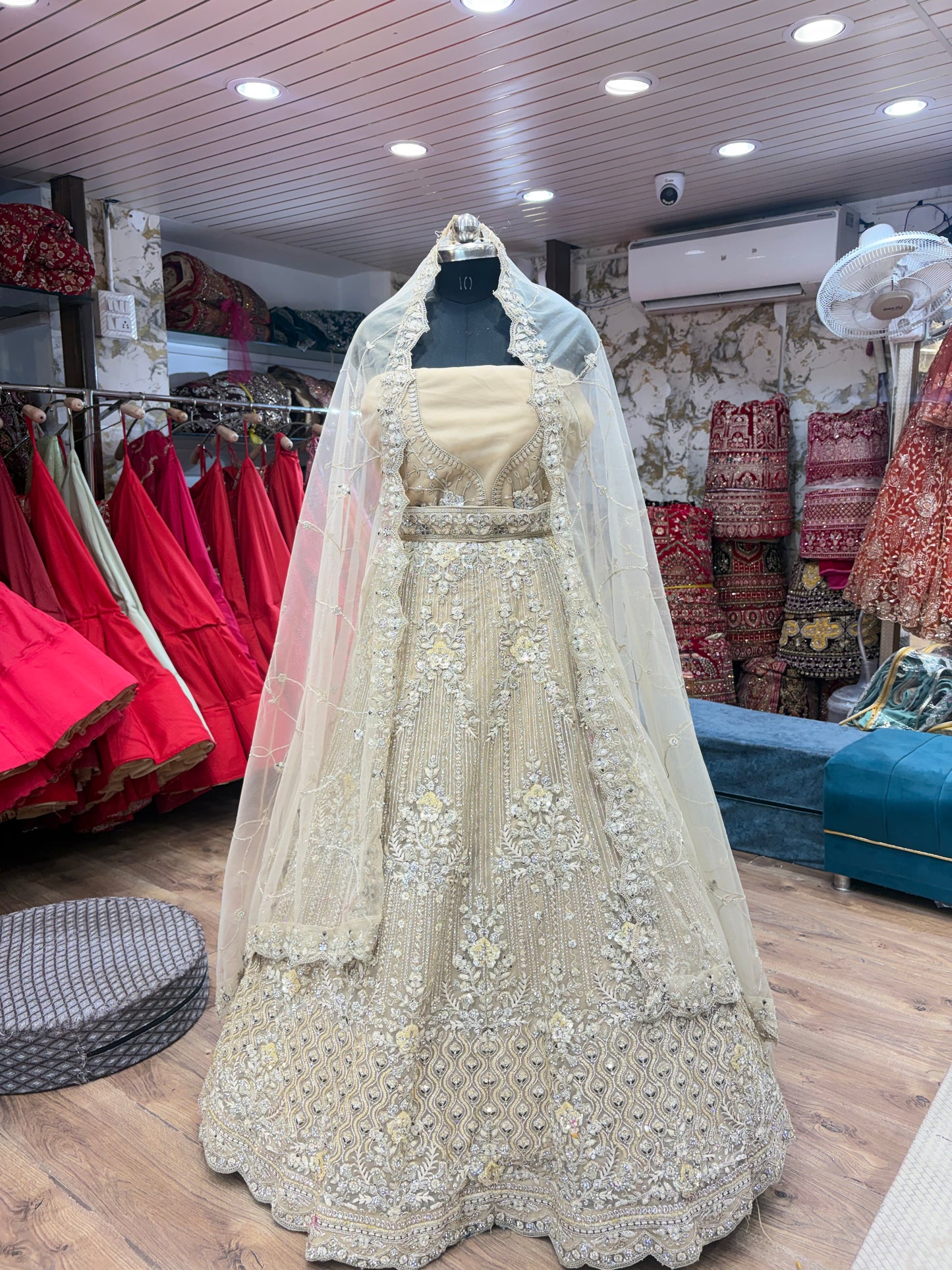 Beige Golden Lehenga