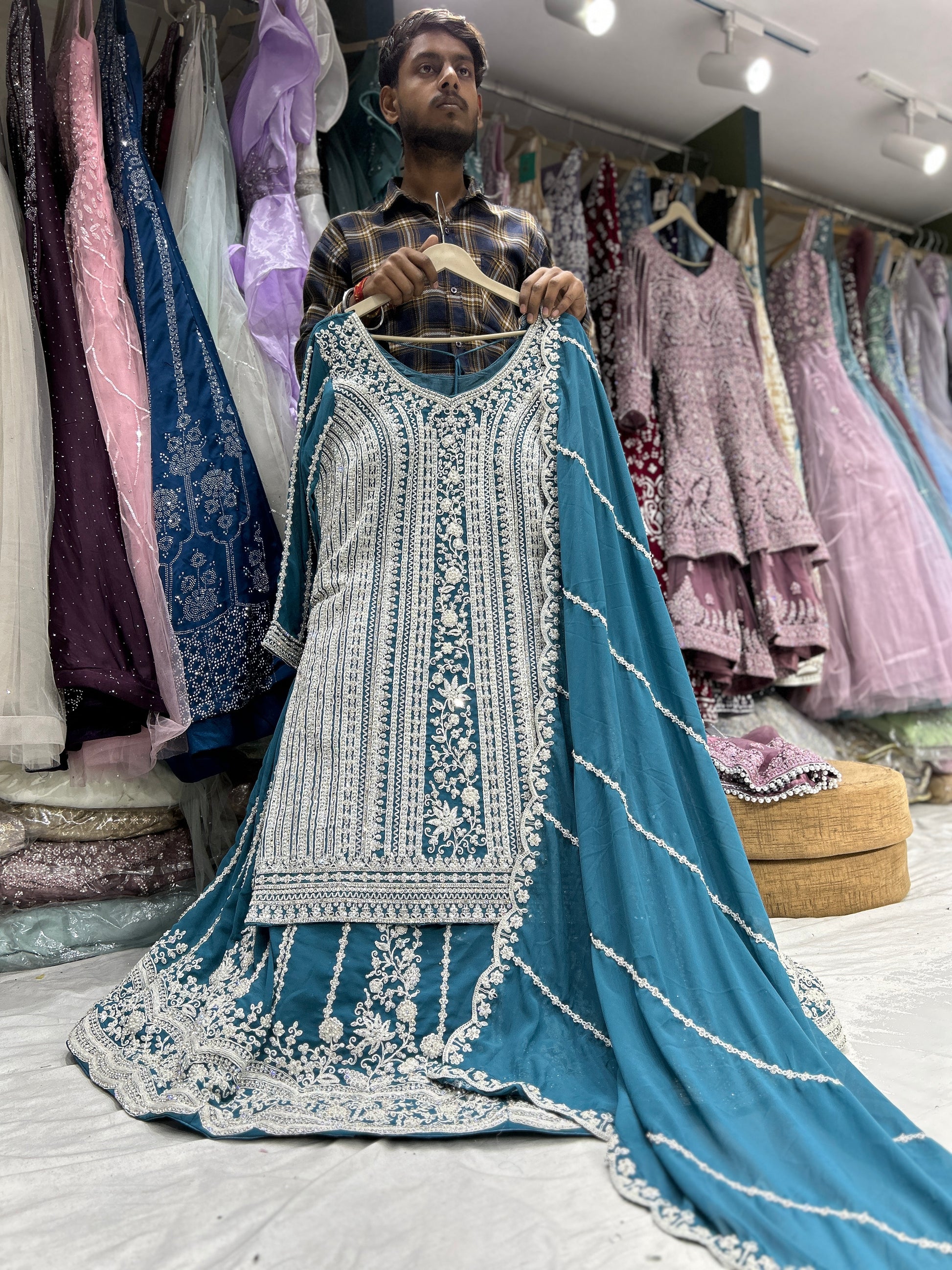 Glamorous Farsi garara peplum dress lehenga - Main Image