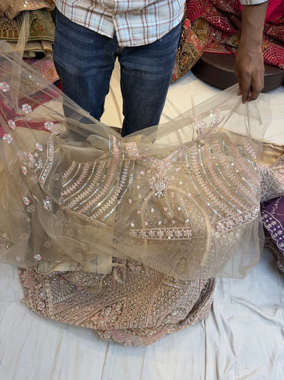 Beige Golden Lehenga