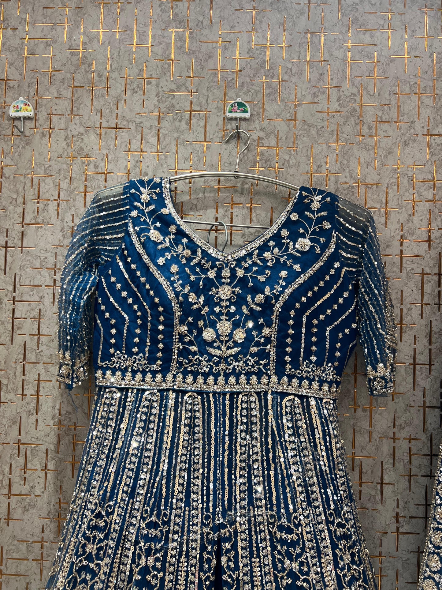 Blue  Long Farshi Garara Indo Western Dress