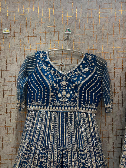 Blue  Long Farshi Garara Indo Western Dress