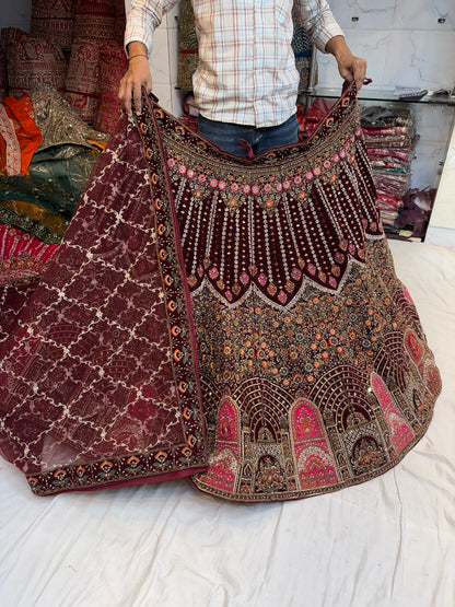 Heavy Jhumka Blue Lehenga