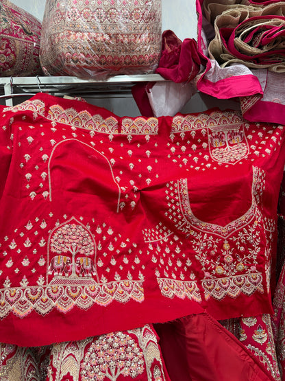 Red peacock Bridal Lehenga