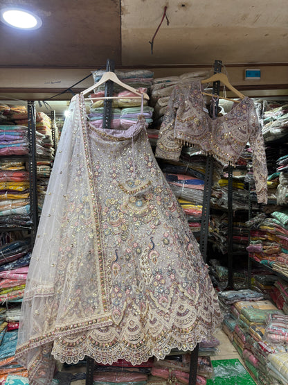 Lavishing Lavender pink peacock Crop Top Lehenga