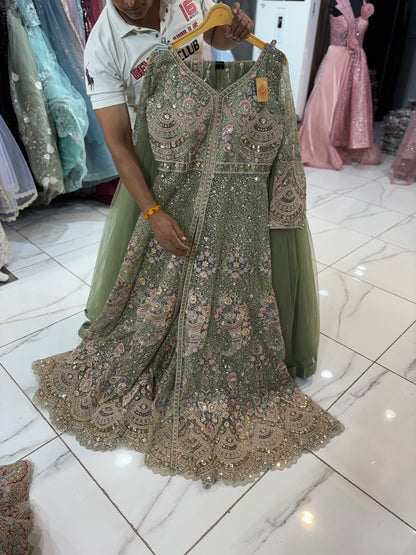 Eye Catching Hot pink peplum Dress Lehenga