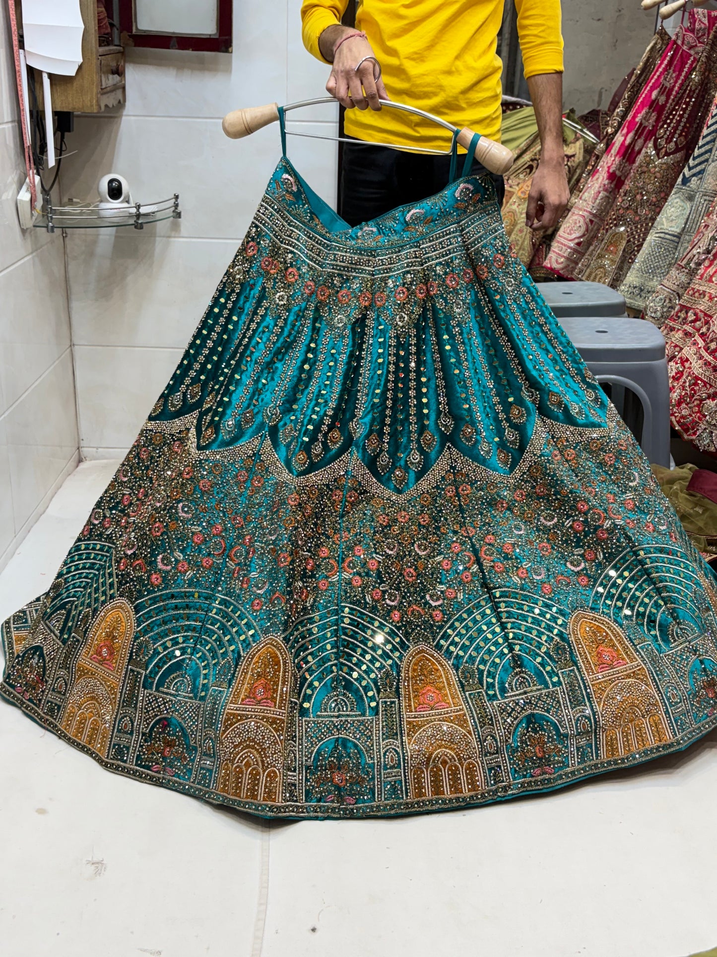Heavy Jhumka pink Lehenga