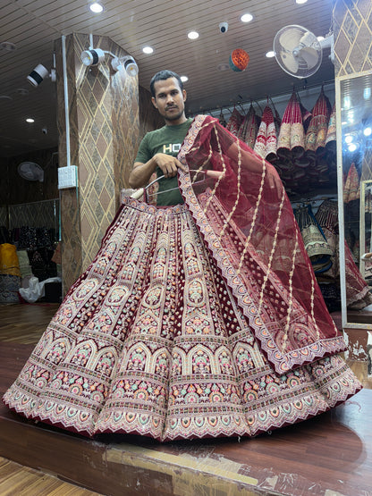 Majestic maroon ball bridal Lehenga