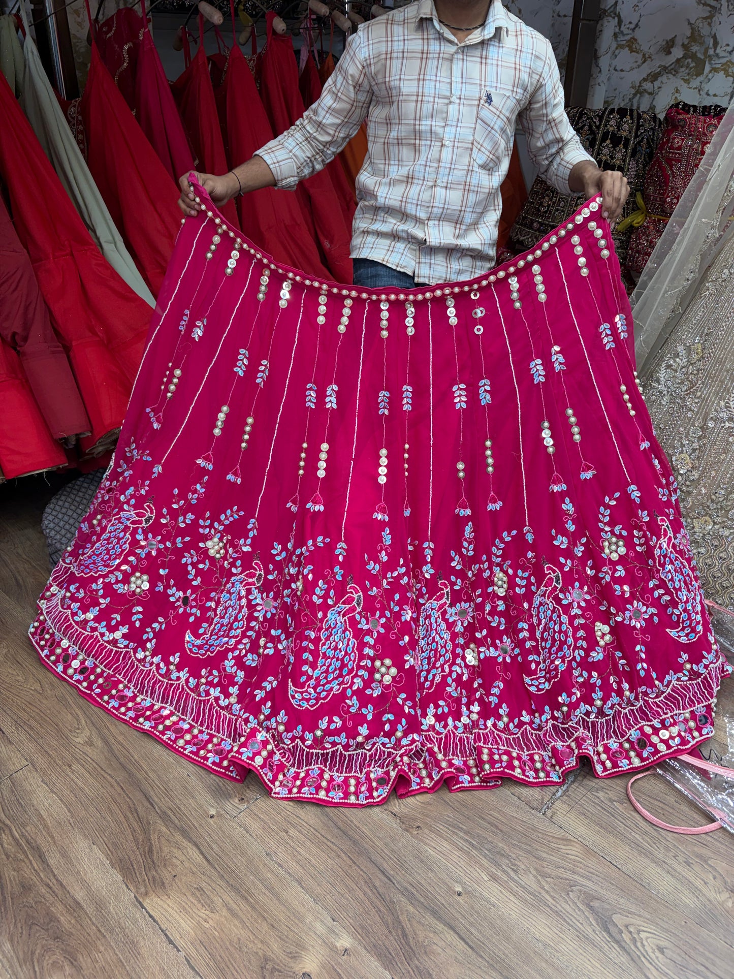 Dark Blue Peacock PDP Lehenga