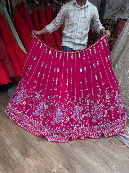 Dark Blue Peacock PDP Lehenga