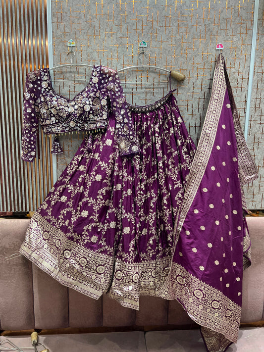Purple Crop Top Lehenga