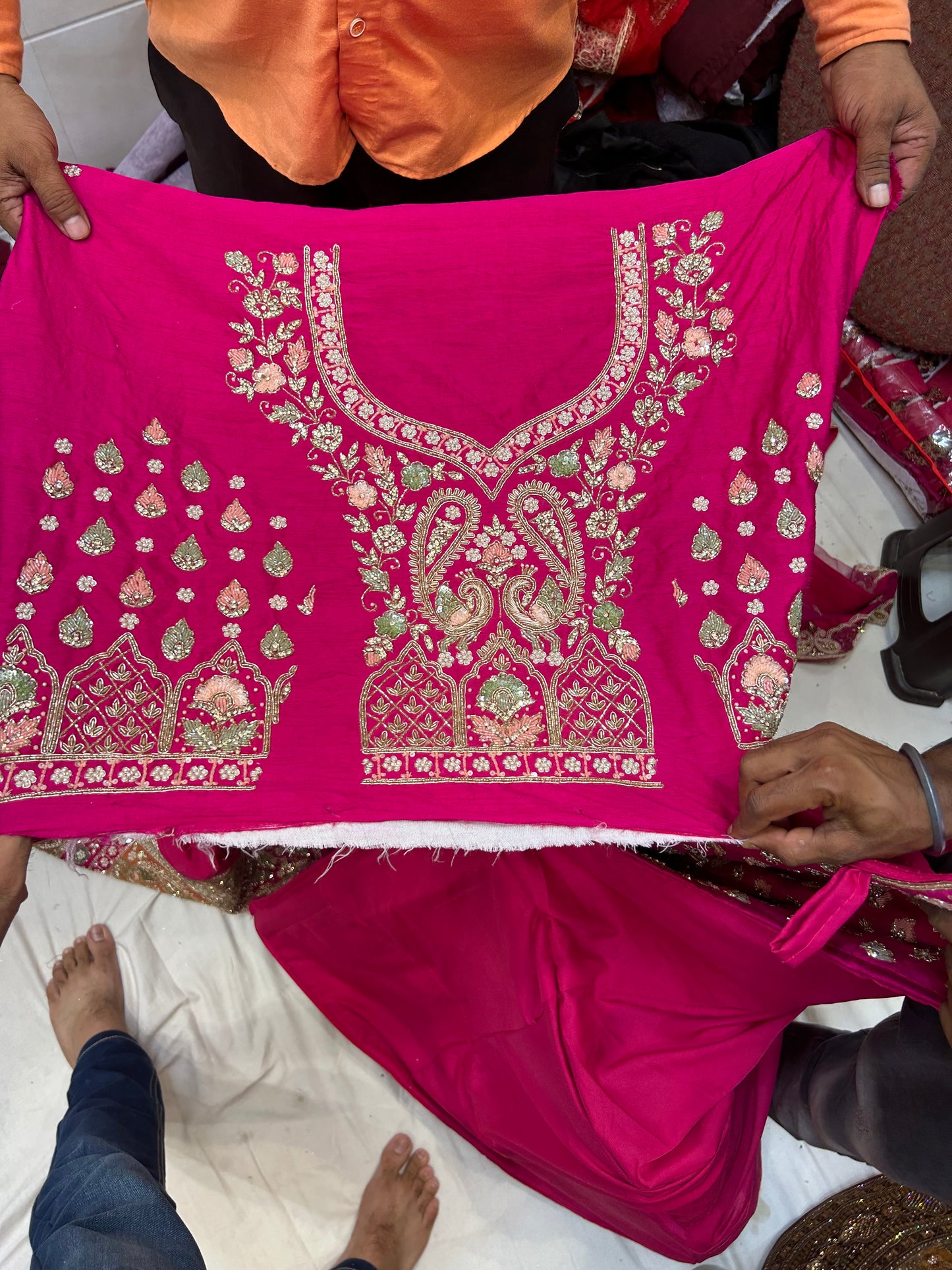 Dark pink handwork bridal Lehenga