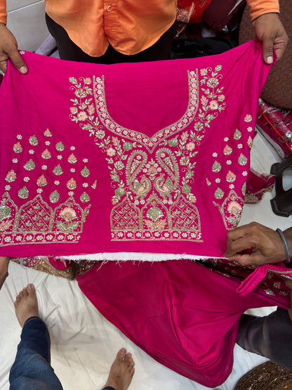 Dark pink handwork bridal Lehenga