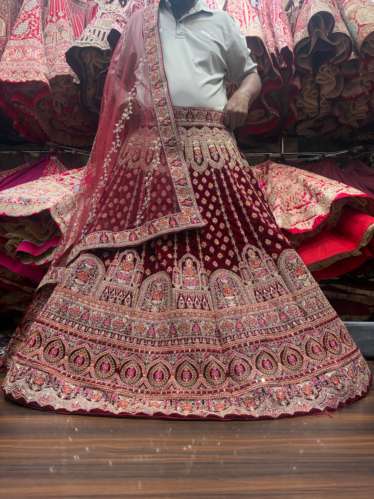 Beautiful maroon bridal Lehenga