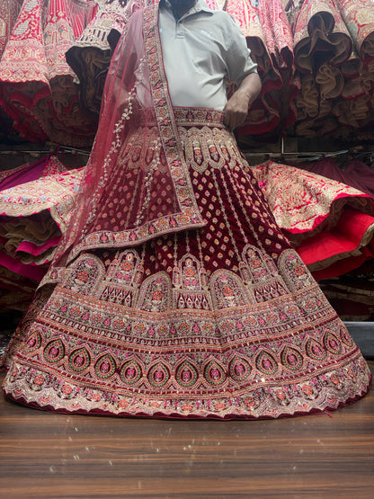 Beautiful maroon bridal Lehenga