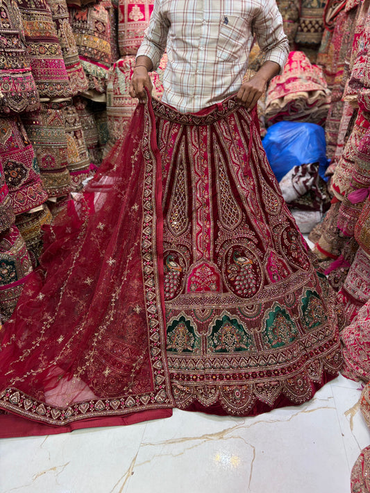Maroon Peacock Bridal Lehenga