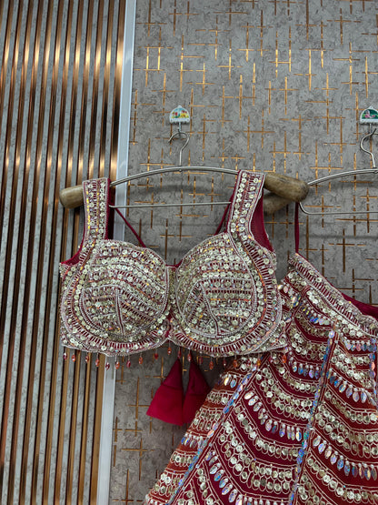 Hot pink Pdp Crop Top Lehenga