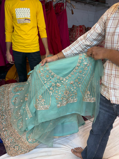 Sea Green Designer Lehenga
